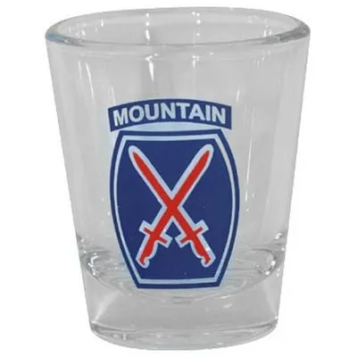 10th Mountain Division Shot Glass (Blue and Red)