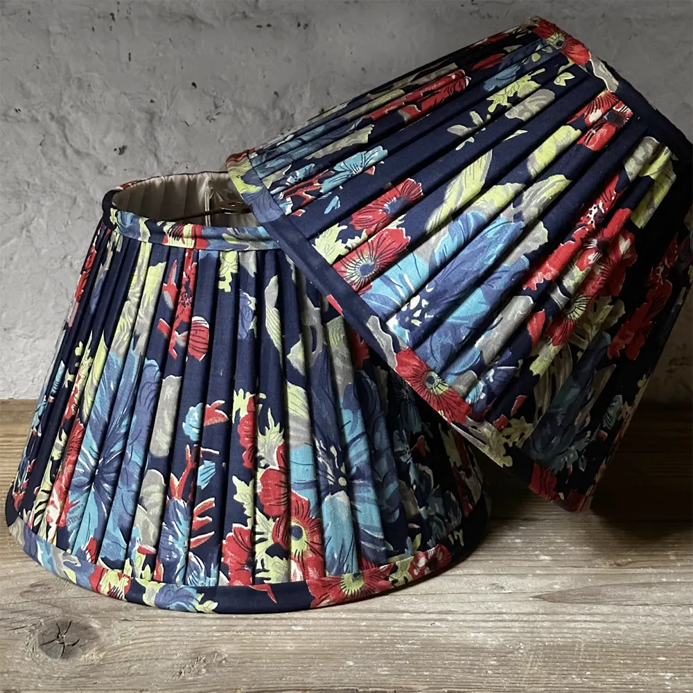 14" Saved NY Pleated Fabric Lampshade Pair E