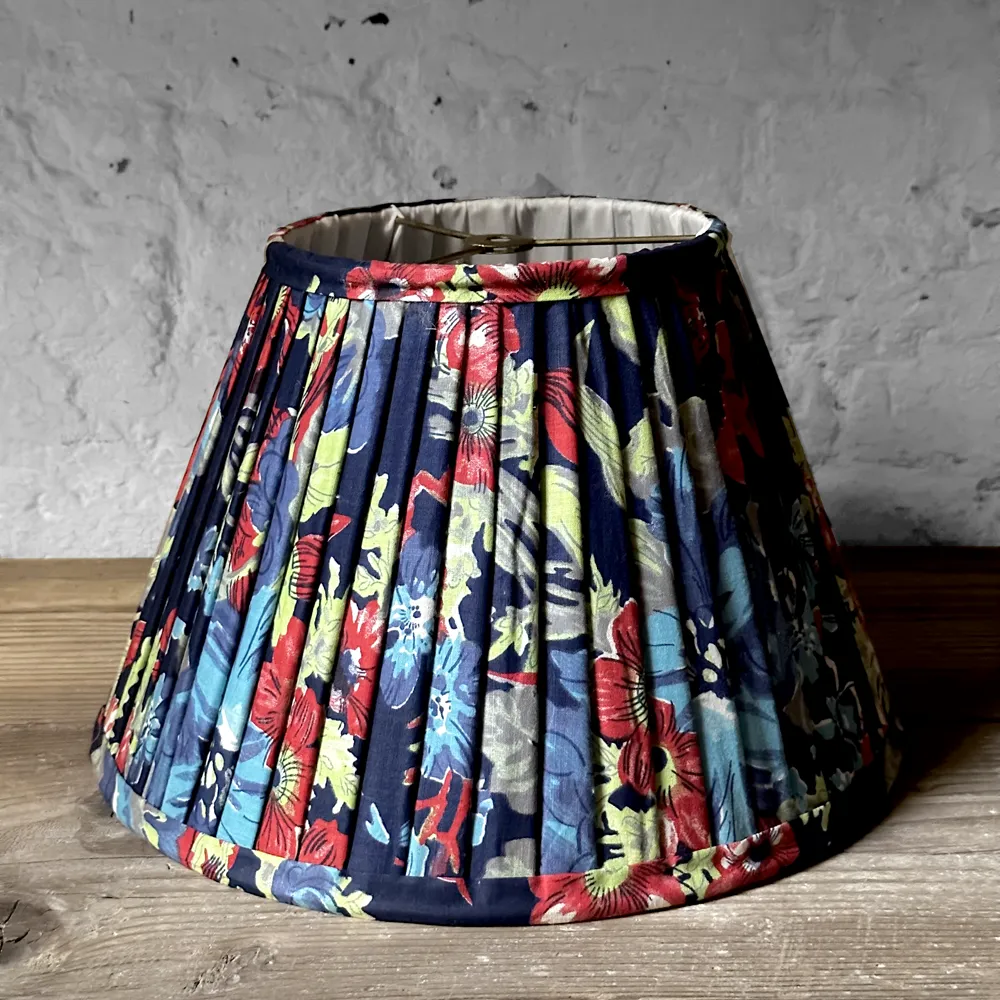 14" Saved NY Pleated Fabric Lampshade Pair E
