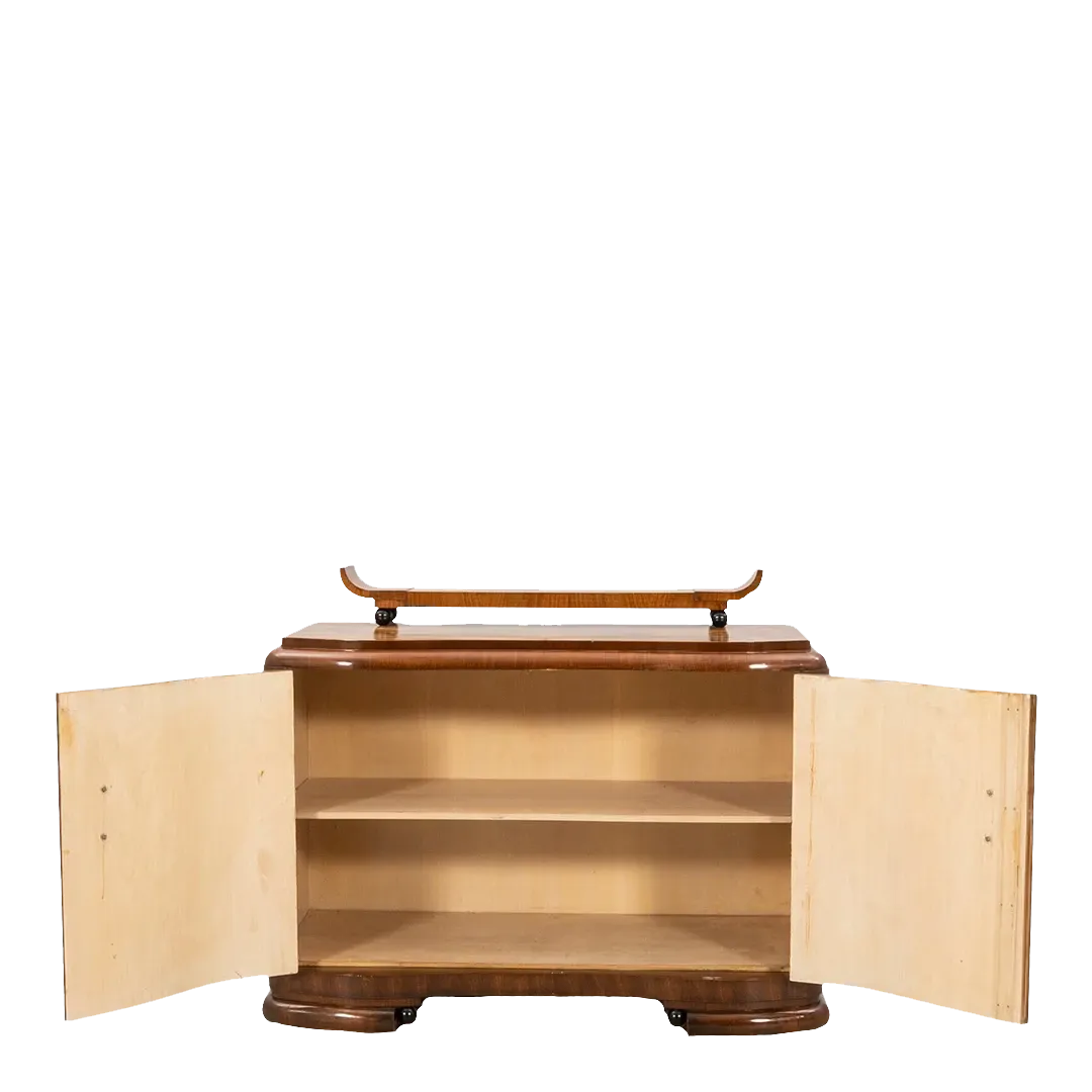 1920s Swedish Grace : Art Deco walnut briar bar cabinet