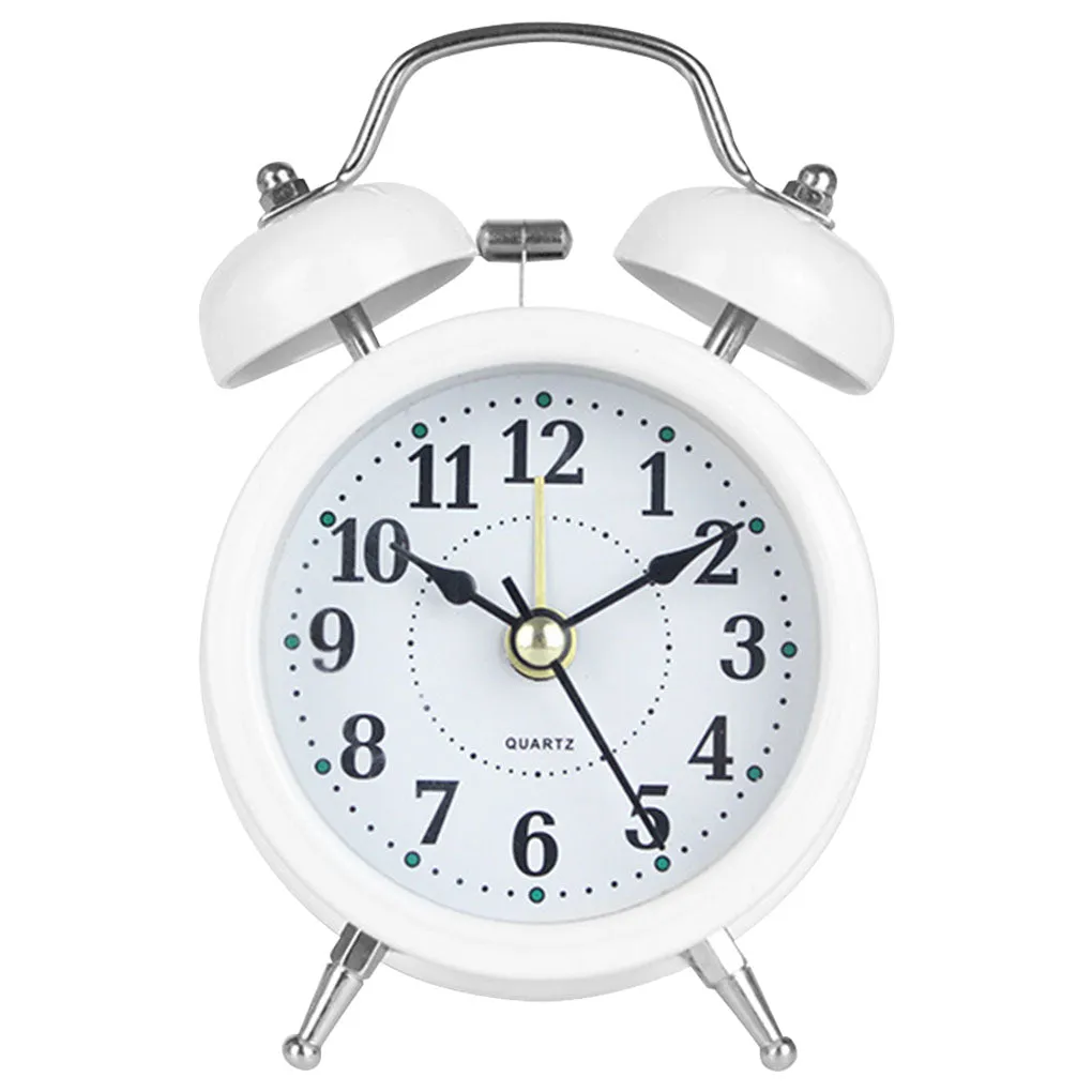 3 inch Twin Bell Alarm Clock Metal Frame 3D Dial with Backlight Night Light Desk Table Clock for Home Office