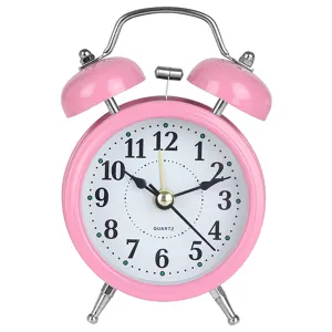 3 inch Twin Bell Alarm Clock Metal Frame 3D Dial with Backlight Night Light Desk Table Clock for Home Office