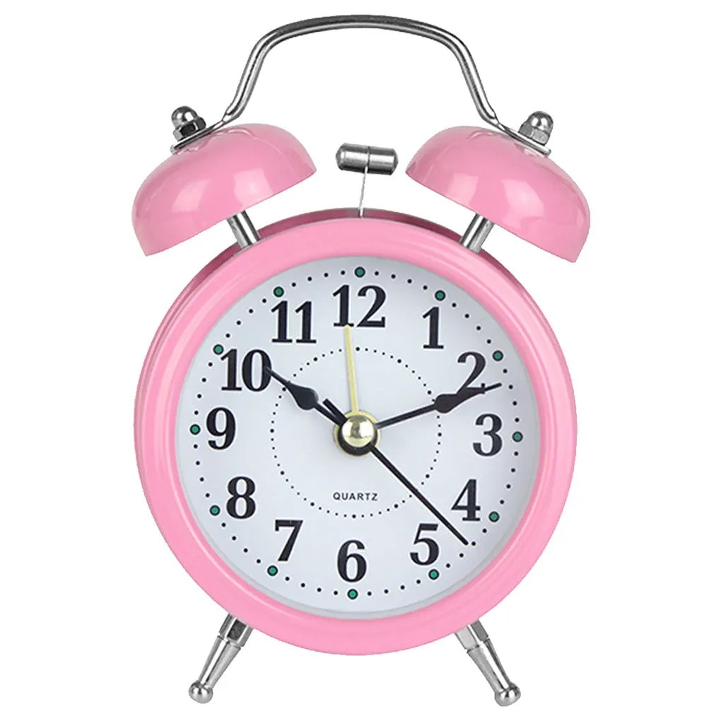 3 inch Twin Bell Alarm Clock Metal Frame 3D Dial with Backlight Night Light Desk Table Clock for Home Office