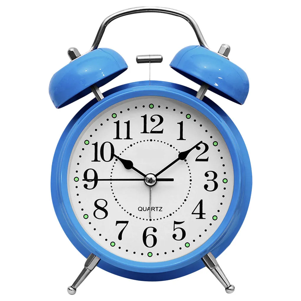 3 inch Twin Bell Alarm Clock Metal Frame 3D Dial with Backlight Night Light Desk Table Clock for Home Office