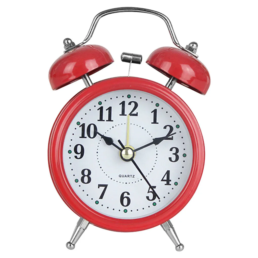 3 inch Twin Bell Alarm Clock Metal Frame 3D Dial with Backlight Night Light Desk Table Clock for Home Office
