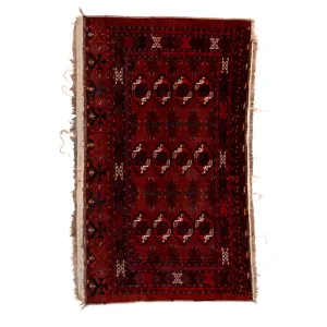 3'7 x 6' Antique Afghan Turkoman Rug