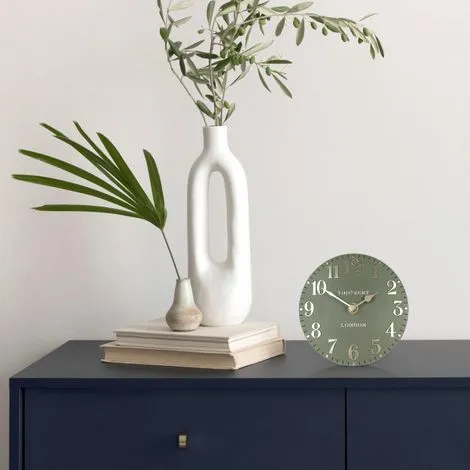 6" Arabic Mantel Clock Lichen Green