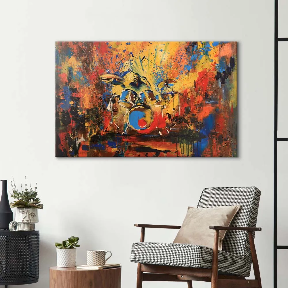 Abstract Acrylic Drummer Glass Wall Art