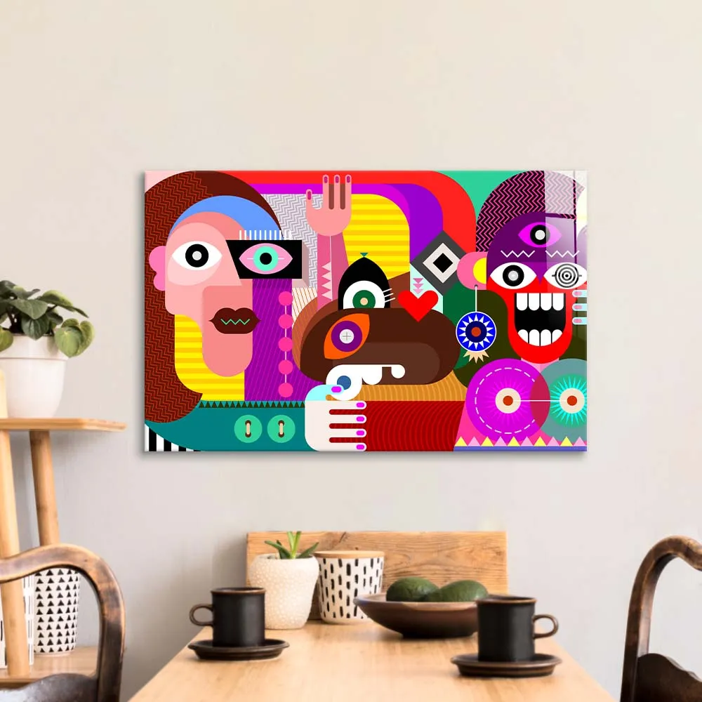 Abstract Women Glass Wall Art