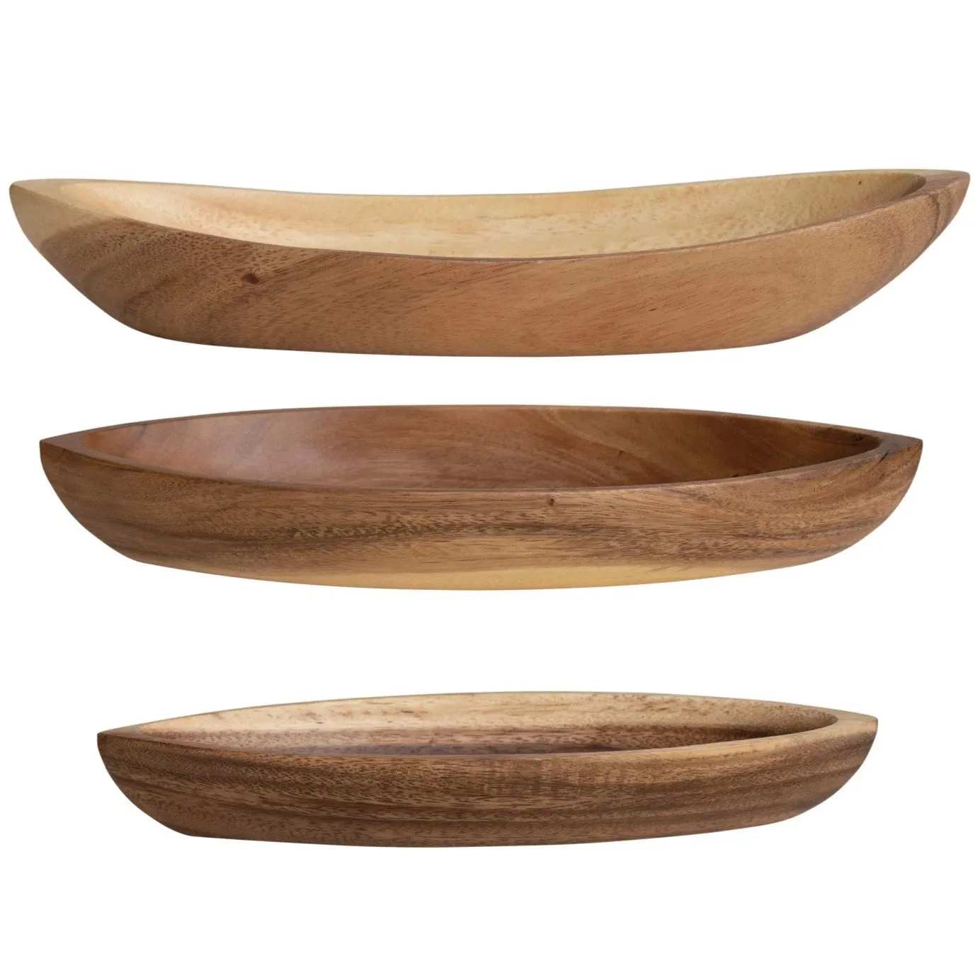 Acacia Natural Wood Boat Shaped Bowls