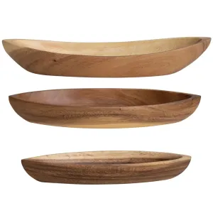 Acacia Natural Wood Boat Shaped Bowls