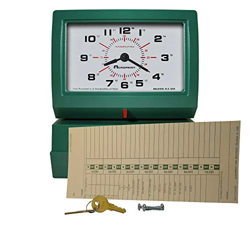 Acroprint Heavy Duty Automatic Time Recorder, Prints Month, Date, Hour (0-23) and Hundredths Time Clock - 150RR4