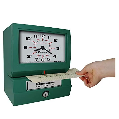 Acroprint Heavy Duty Automatic Time Recorder, Prints Month, Date, Hour (0-23) and Hundredths Time Clock - 150RR4