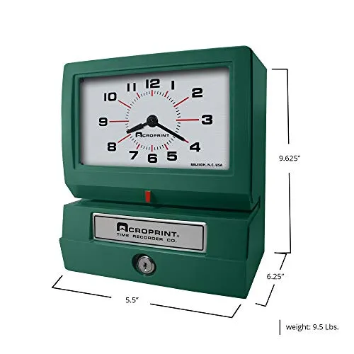 Acroprint Heavy Duty Automatic Time Recorder, Prints Month, Date, Hour (0-23) and Hundredths Time Clock - 150RR4