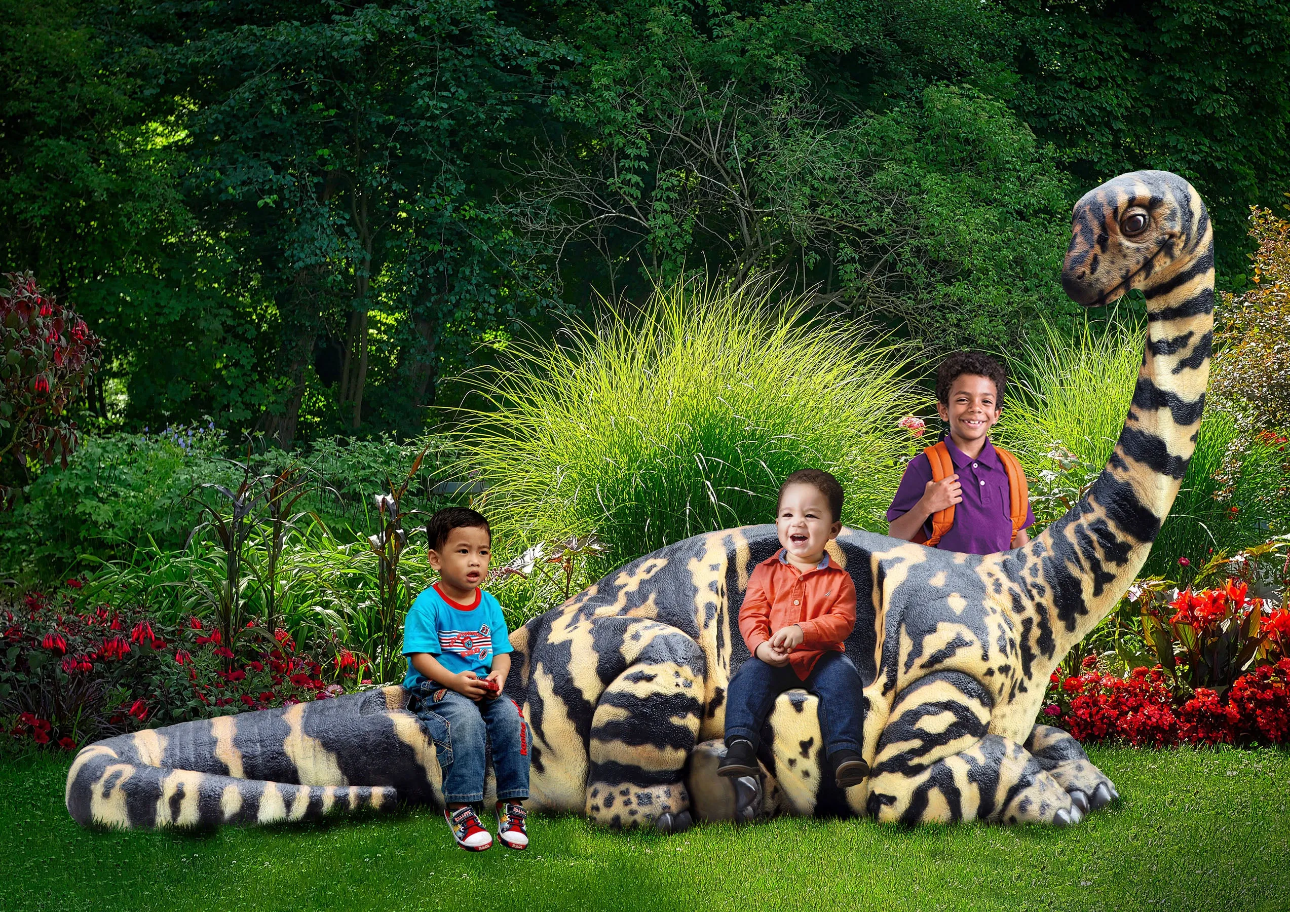 Adolescent Rhoetosaurus Dinosaur Bench Life Size Statue