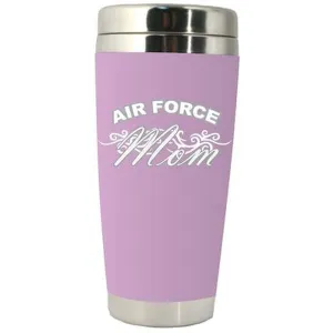 Air Force Mom Scroll Design  Pink Travel Mug - 16 Oz.