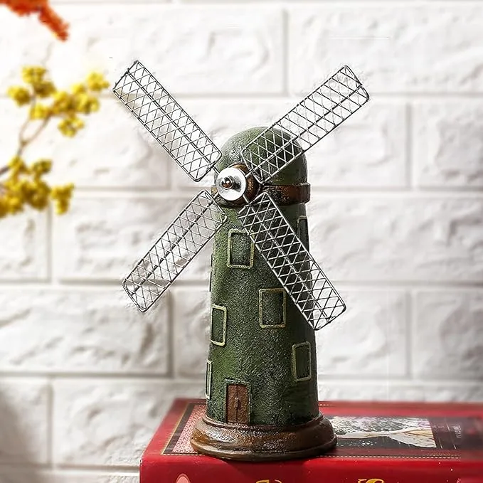 Babymoon Antique Miniature Windmill | Decorative Add-ons | Baby Photography Prop | Green