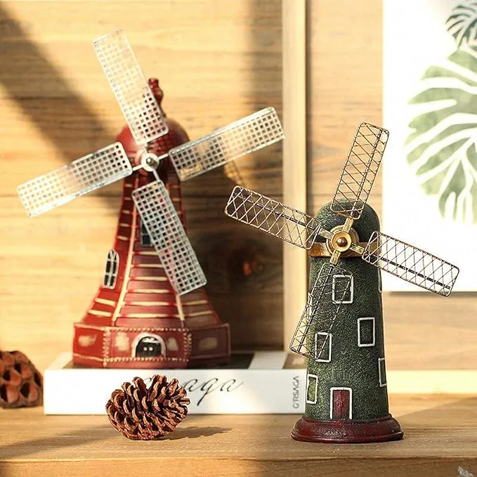 Babymoon Antique Miniature Windmill | Decorative Add-ons | Baby Photography Prop | Green
