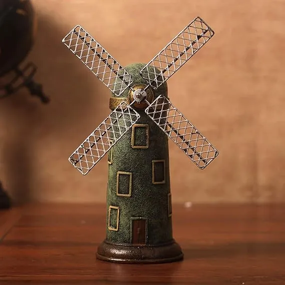 Babymoon Antique Miniature Windmill | Decorative Add-ons | Baby Photography Prop | Green