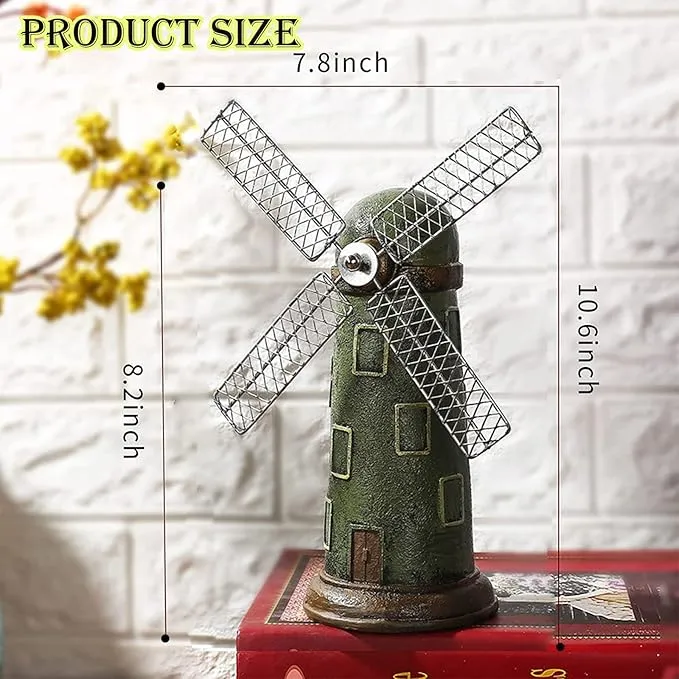 Babymoon Antique Miniature Windmill | Decorative Add-ons | Baby Photography Prop | Green