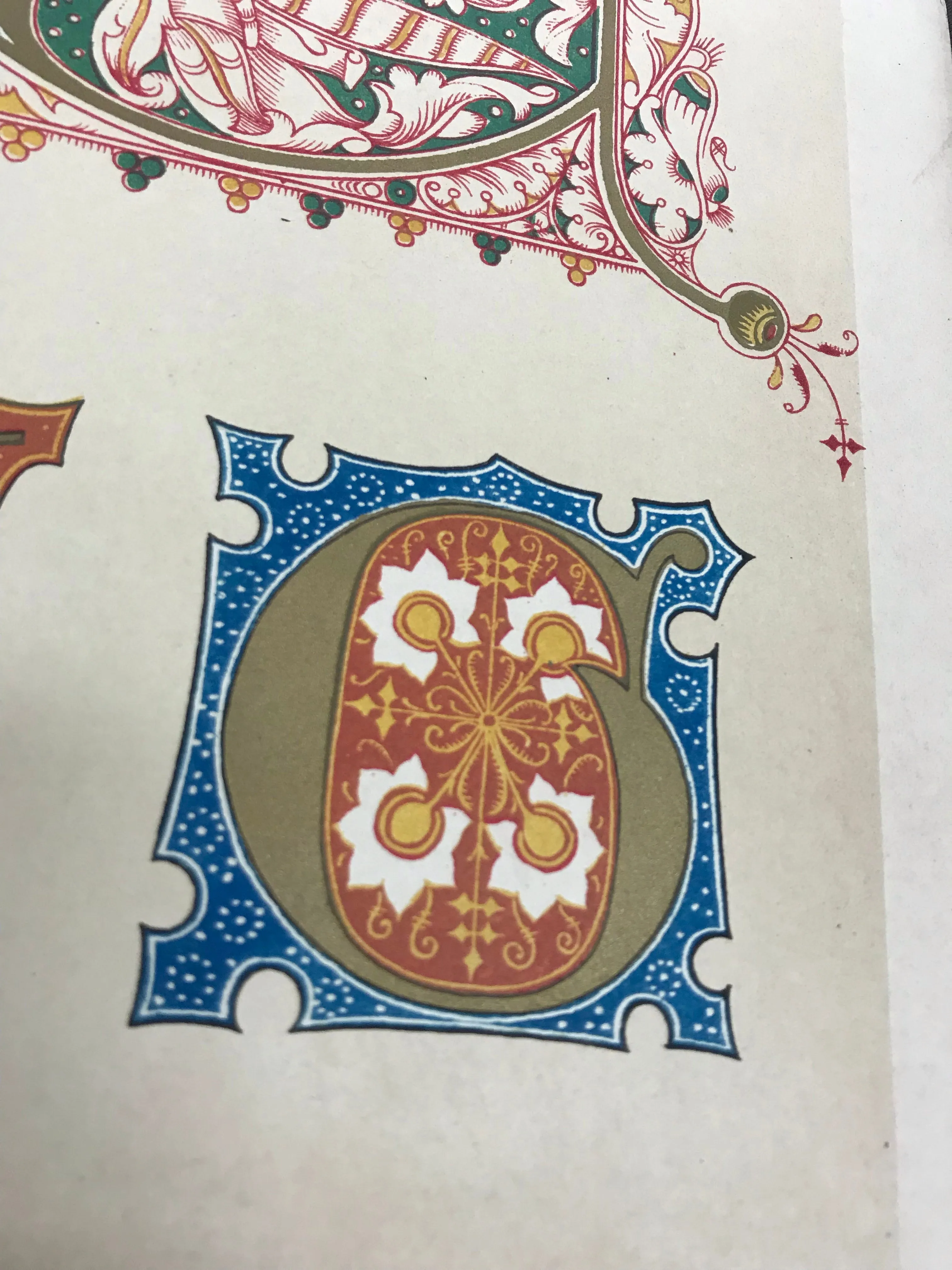 Beautiful Chromolithograph Book Plate Illuminated Letters About 150 Years Old - Plate Number 72