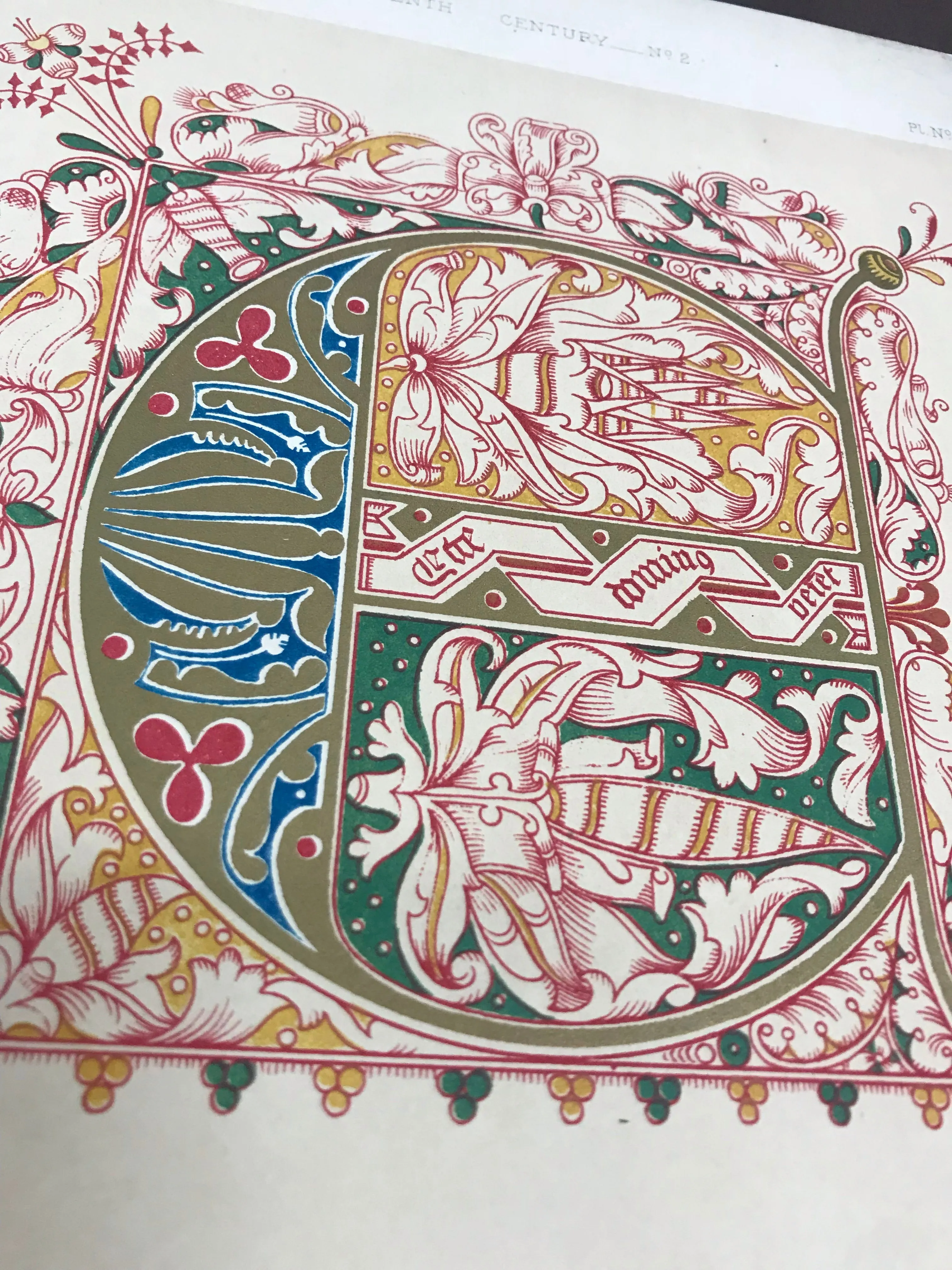 Beautiful Chromolithograph Book Plate Illuminated Letters About 150 Years Old - Plate Number 72