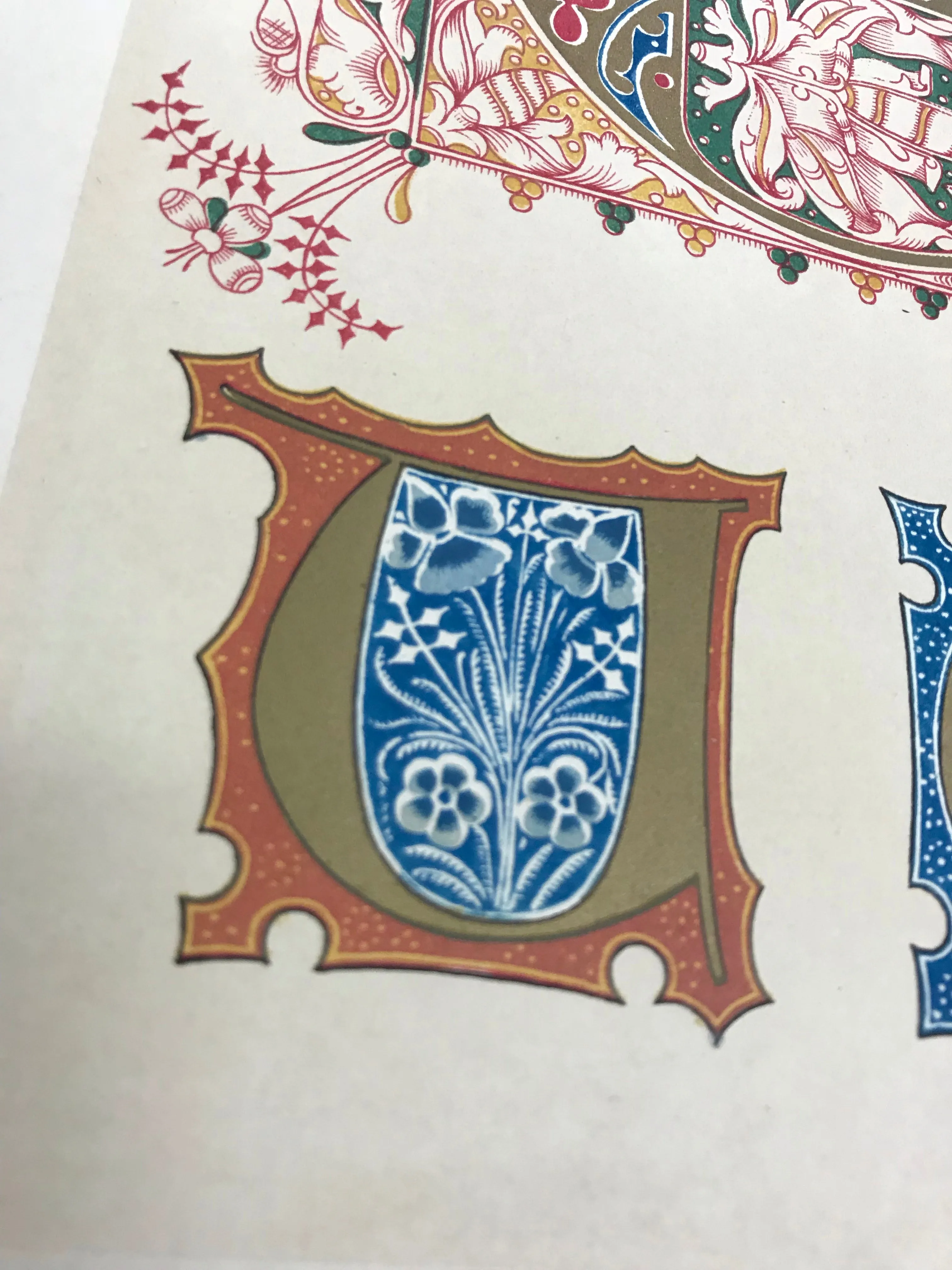 Beautiful Chromolithograph Book Plate Illuminated Letters About 150 Years Old - Plate Number 72