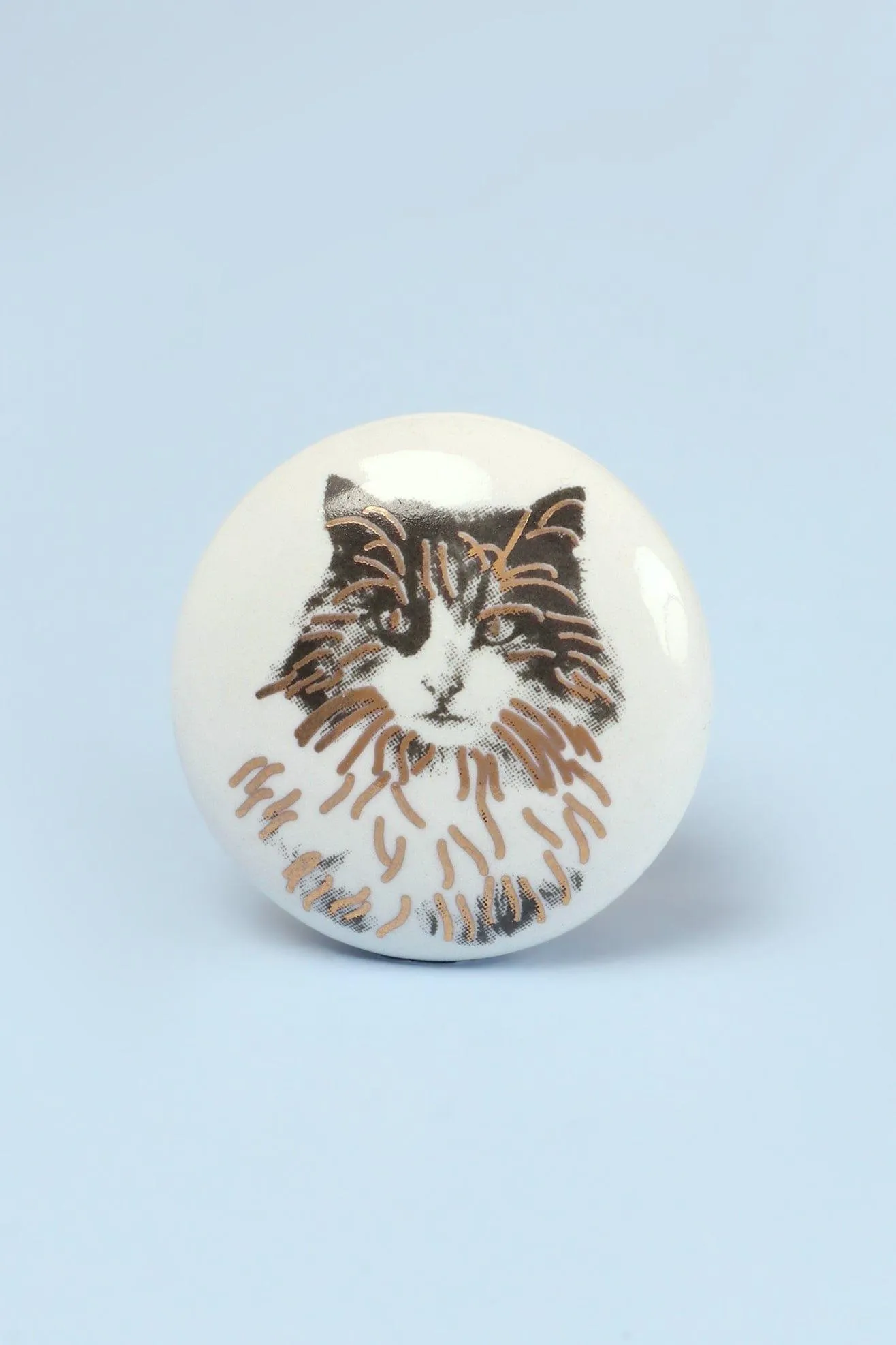 Black and Gold Cat Ceramic Door Knobs