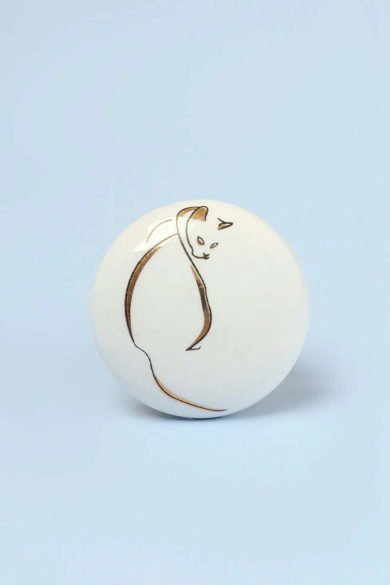 Black and Gold Cat Ceramic Door Knobs