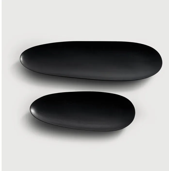 Black Thin Oval Boards Set Of 2