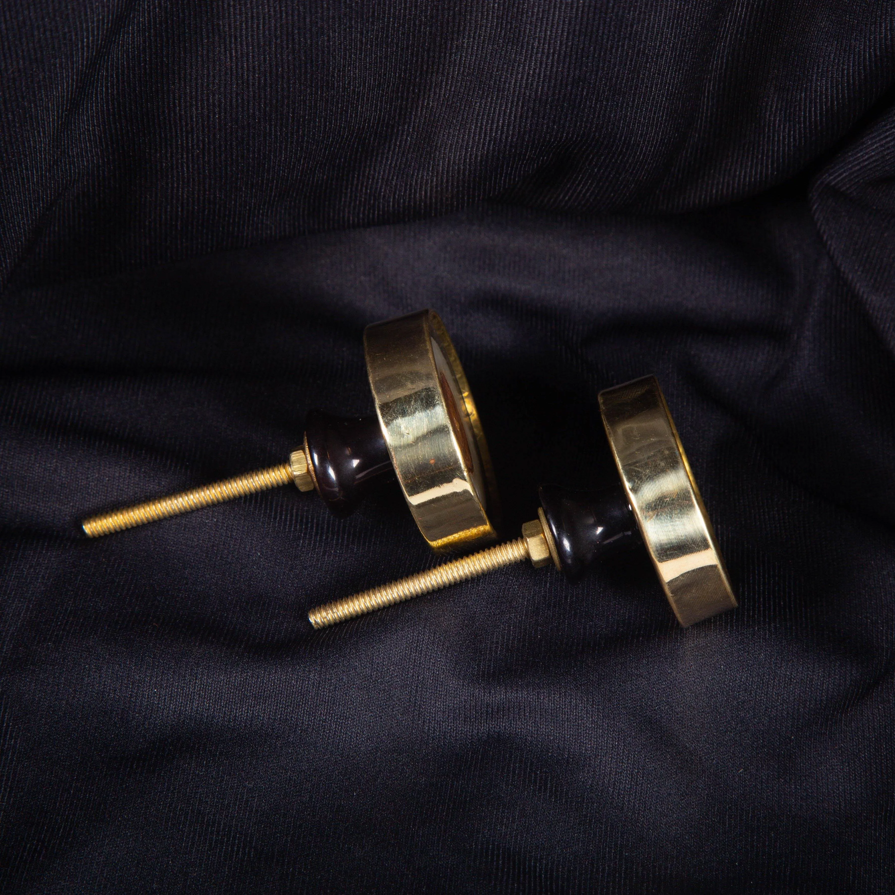 Brass Surround Resin Wooden Knob Inlay for Cabinets & Cupboards Drawer 1PC