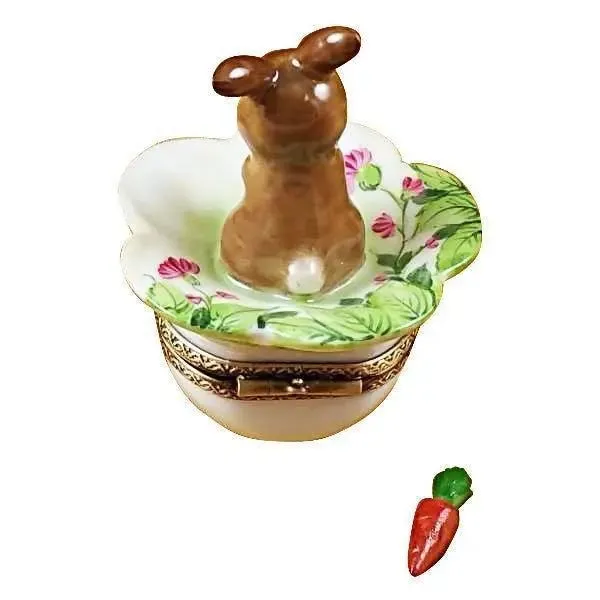 Brown Bunny on Leaf with Removable Carrot