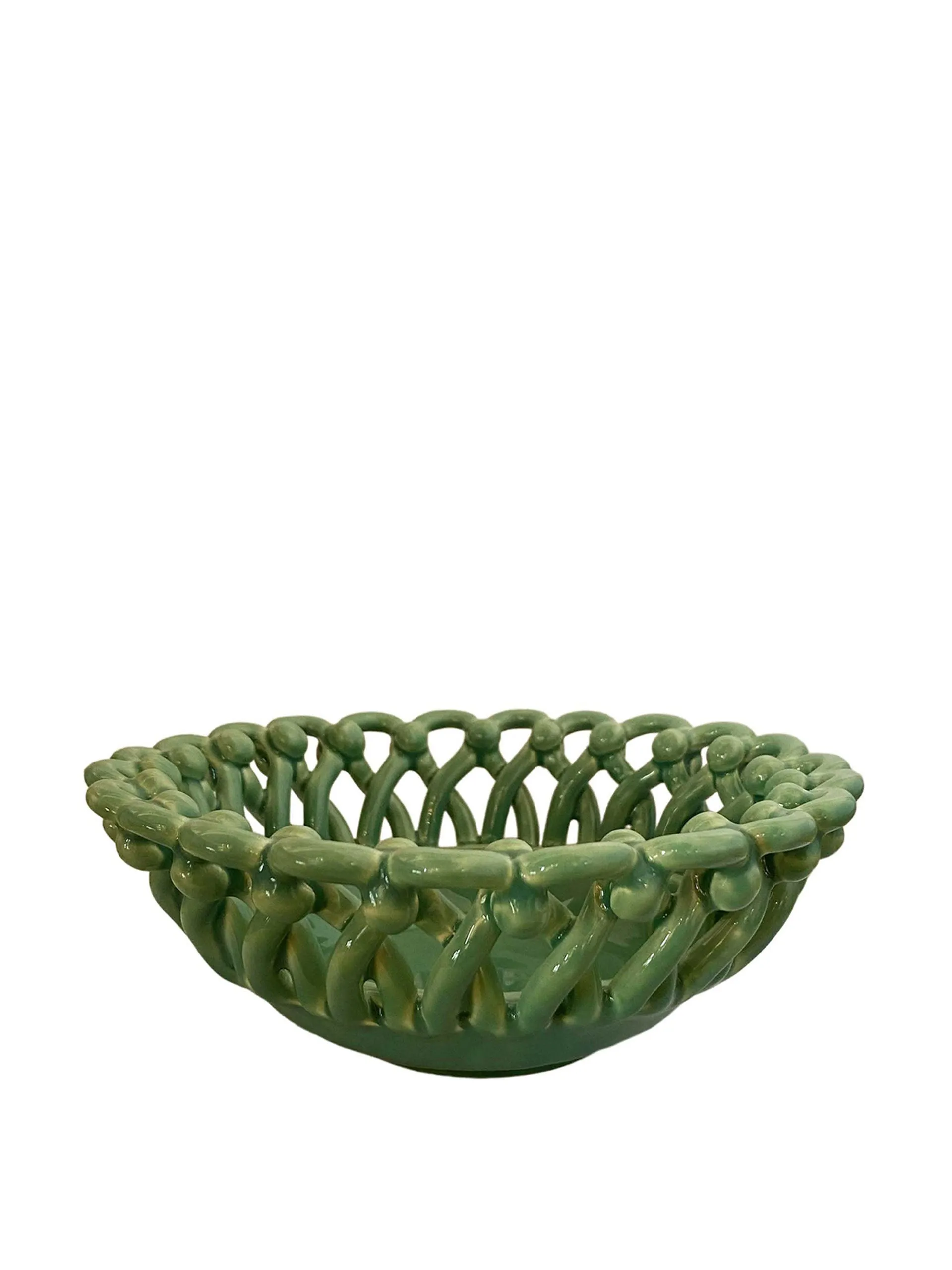 Ceramic basket small green