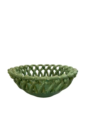 Ceramic basket small green