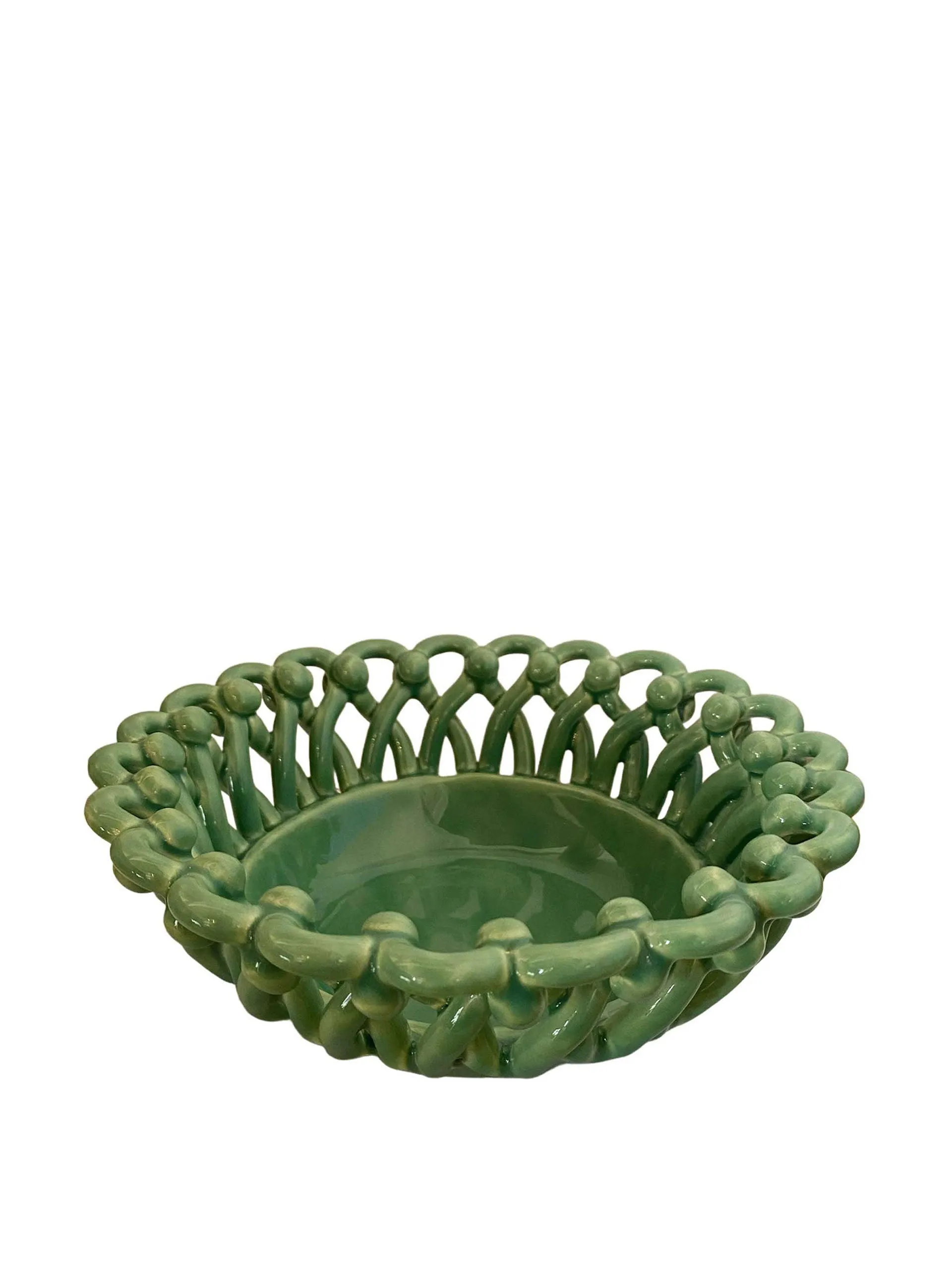 Ceramic basket small green