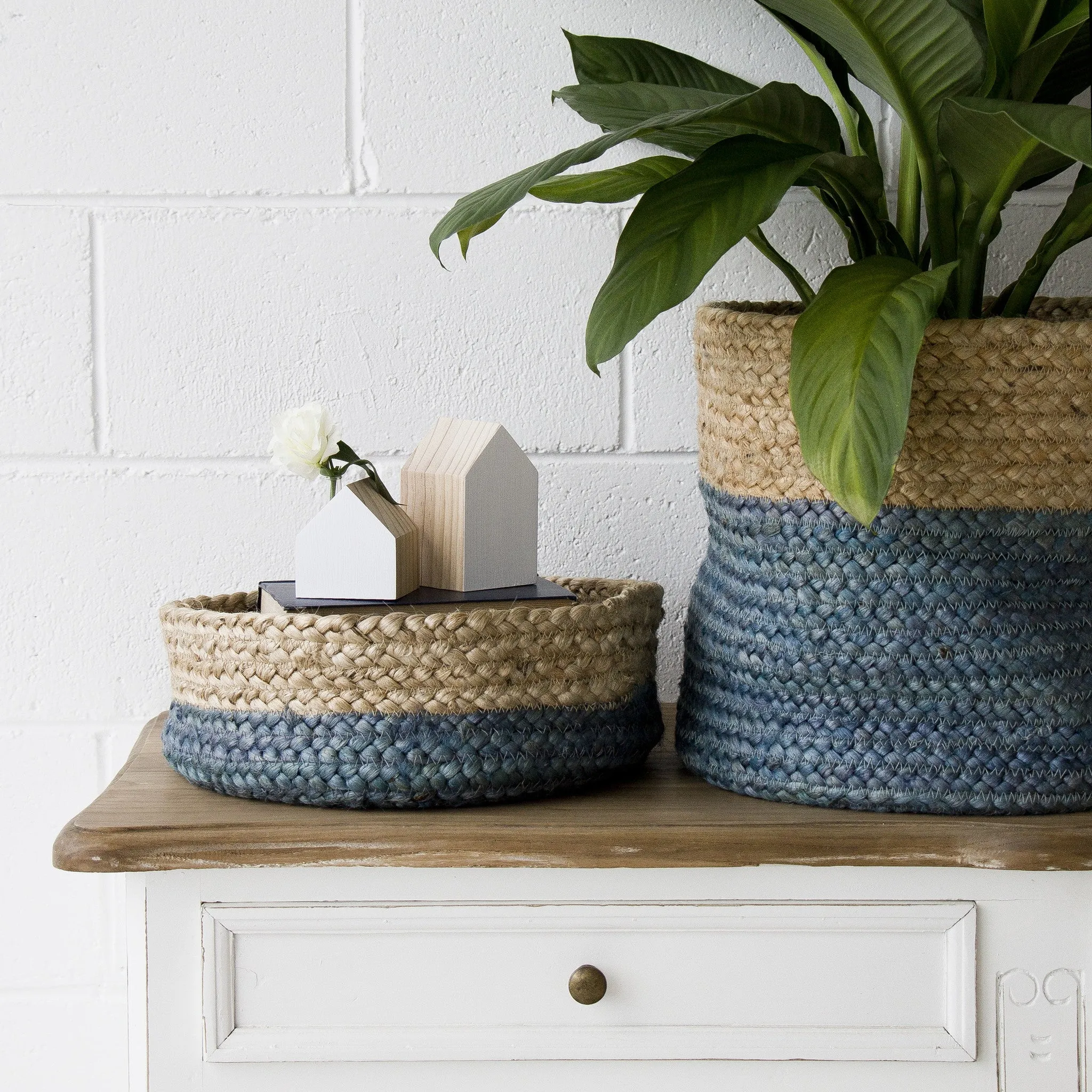 CHARCOAL / NATURAL JUTE BASKET BOWLS SET