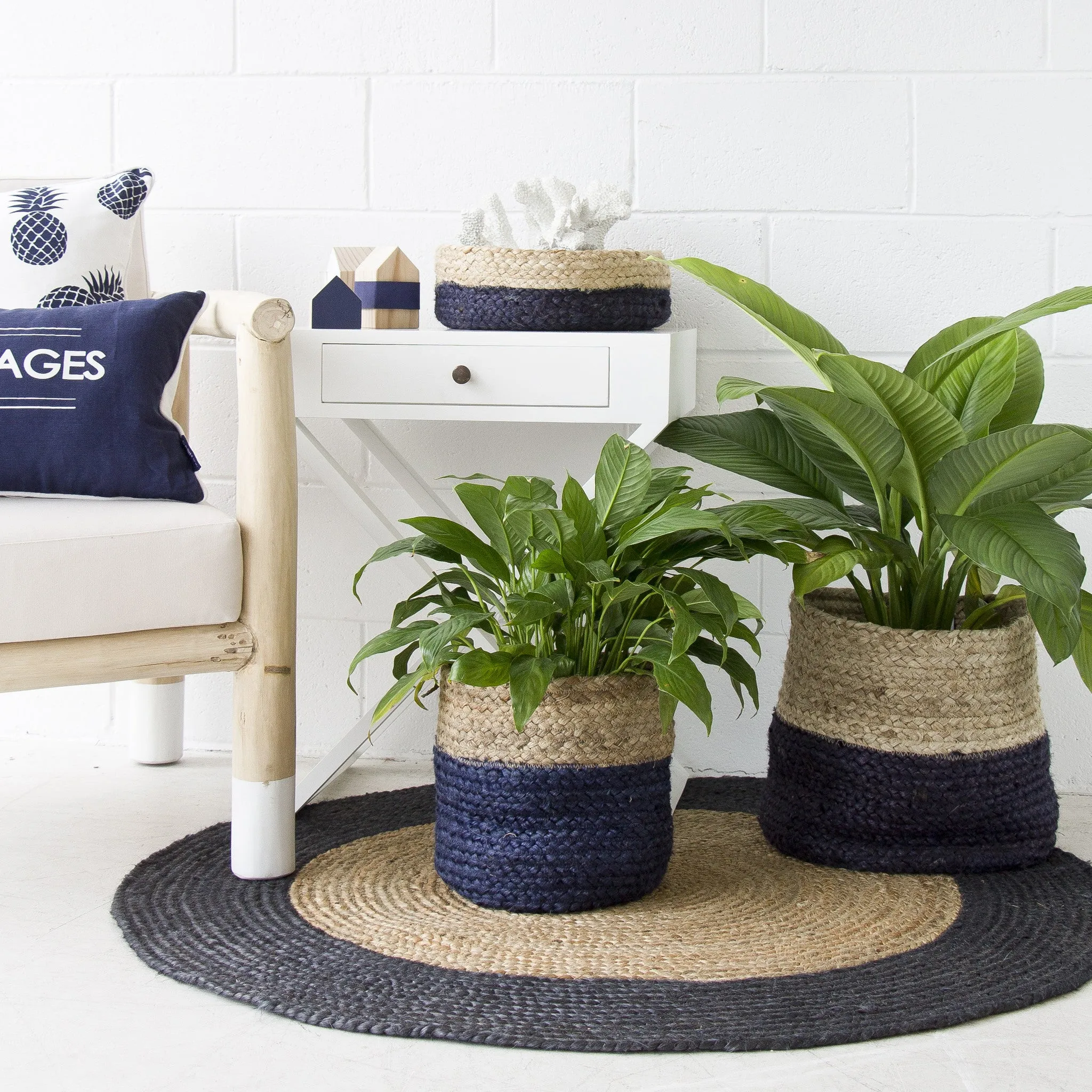 CHARCOAL / NATURAL JUTE BASKET BOWLS SET