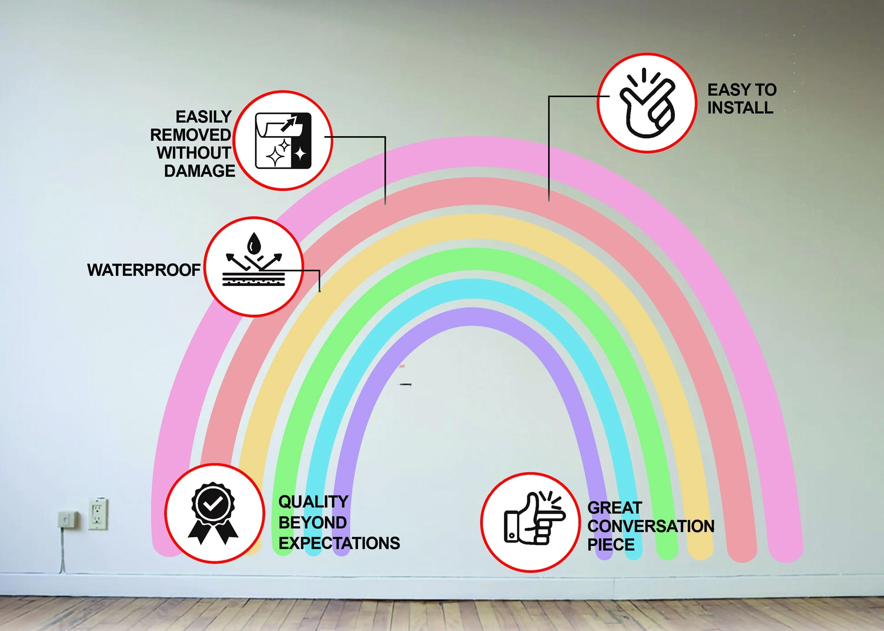 Charming Boho Style Rainbow Wall Sticker - Nursery Room Cute Decal Decor