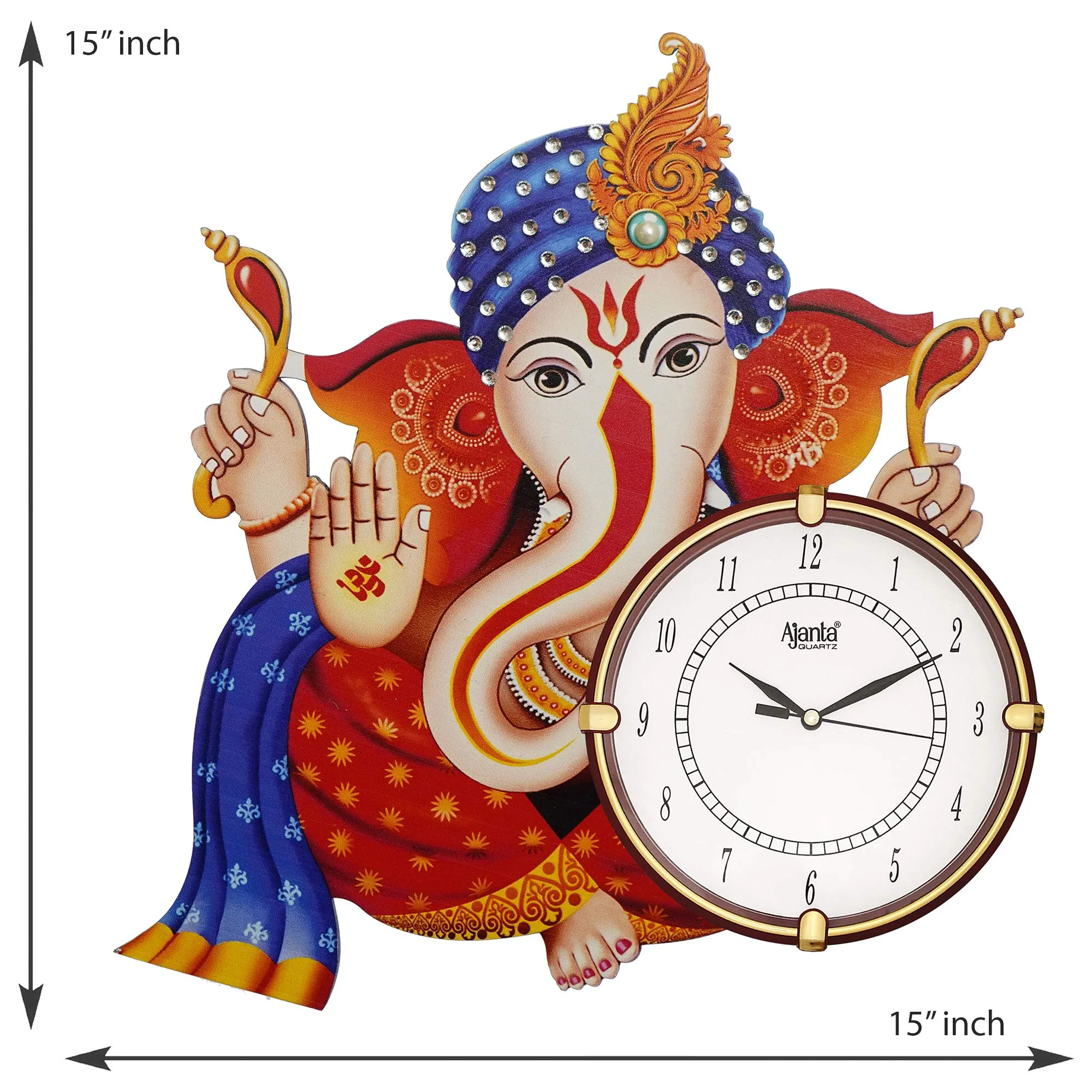 CIRCADIAN Ajanta Design Wall Clock for Home décor Living Room Hall Office Bedroom Fancy Stylish Antique Wooden Watch Hand Made Multicolour 38 x 37 cm Pack of 1