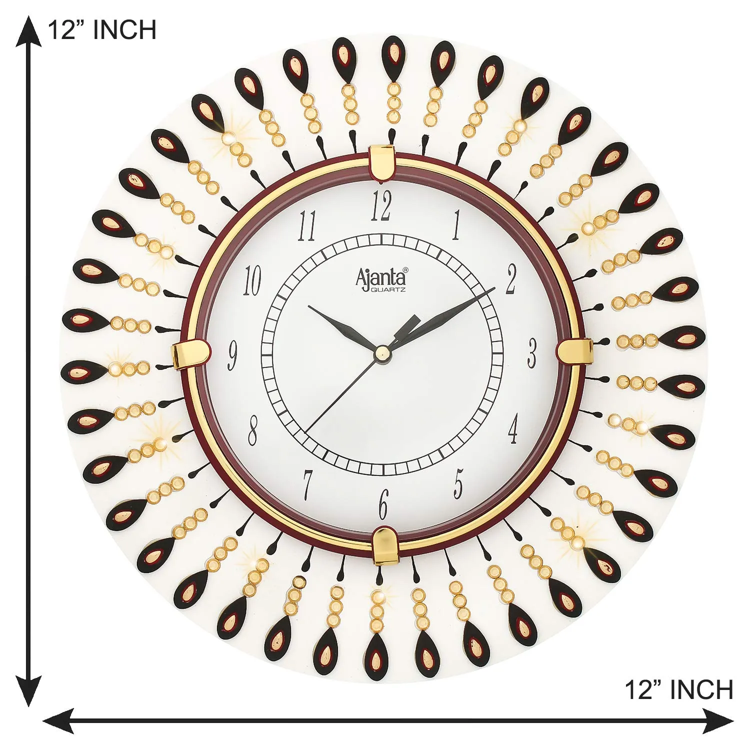 CIRCADIAN Ajanta Yellow Diamond Wooden Wall Analog Clock For Home Living Room Office (Yellow, 12 X 12 In)