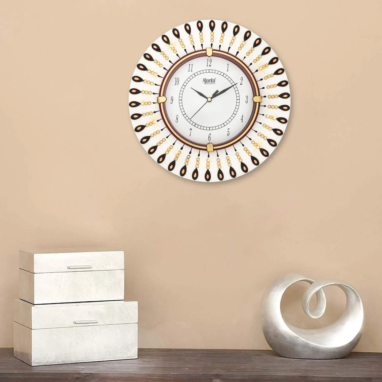 CIRCADIAN Ajanta Yellow Diamond Wooden Wall Analog Clock For Home Living Room Office (Yellow, 12 X 12 In)