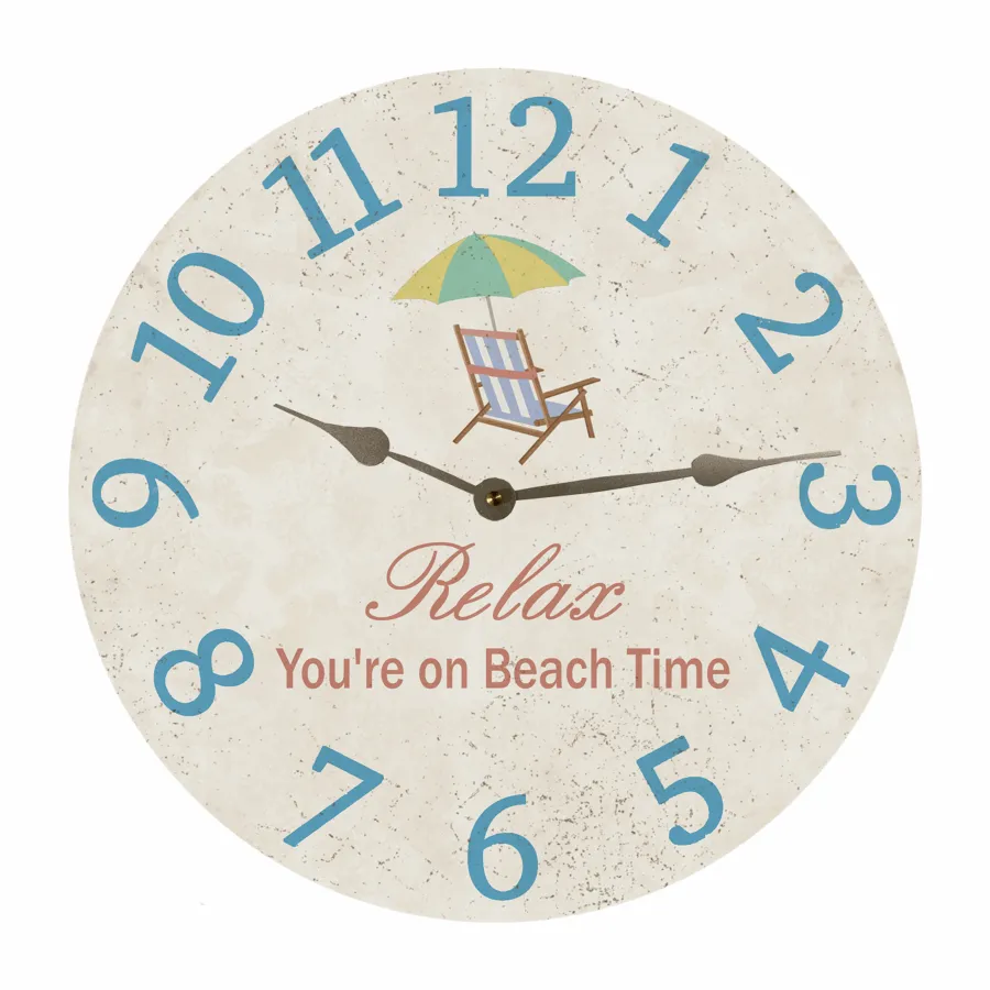 Coastal Relax You're on Beach Time Clock - Beach House Essential