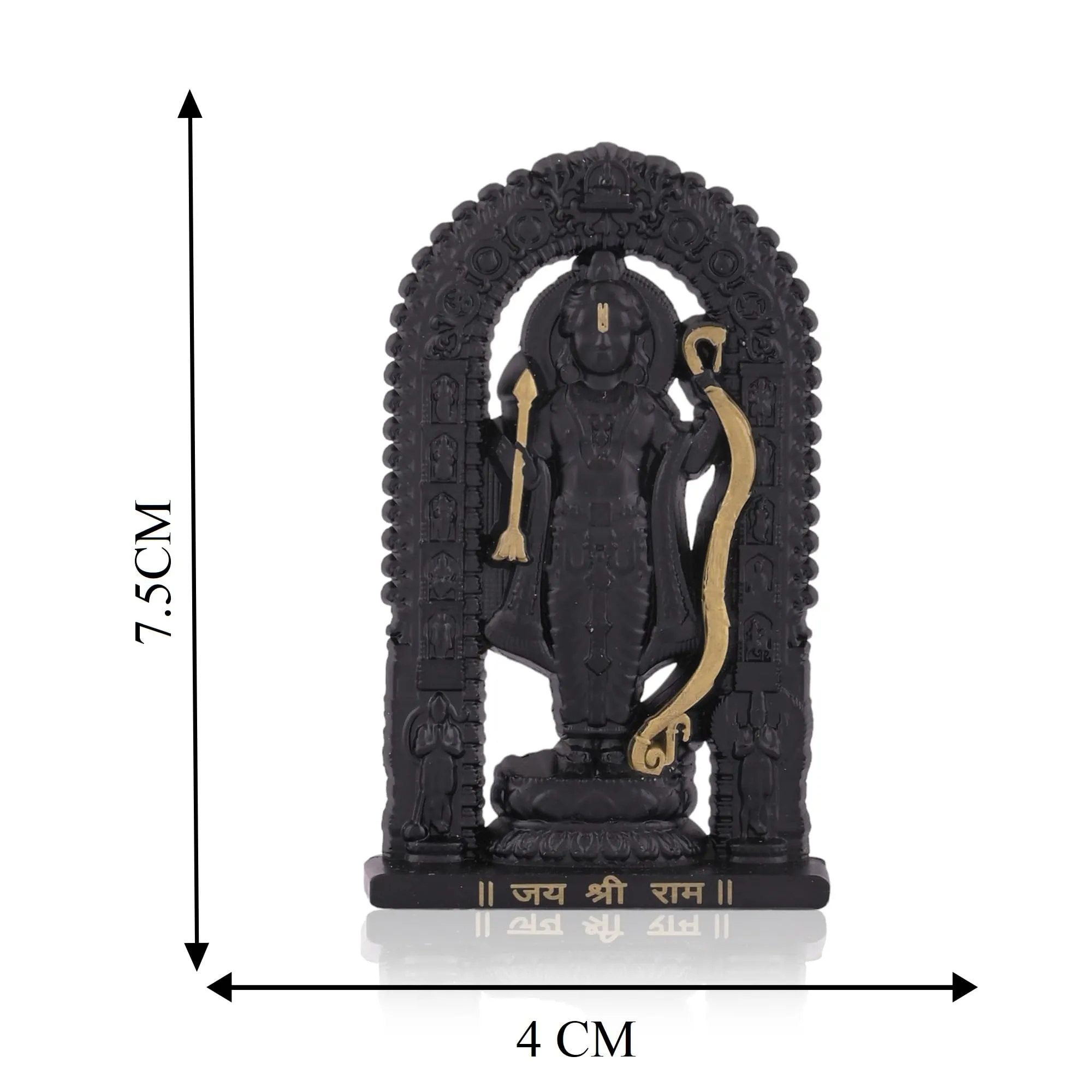 Craftam Metal Small Ram Lalla Idol Murti Ayodhya for Car Dashboard Home Decor,Home Temple Mandir Pooja, Gift, Car Dashboard (Black Height - 2.7 Inch)