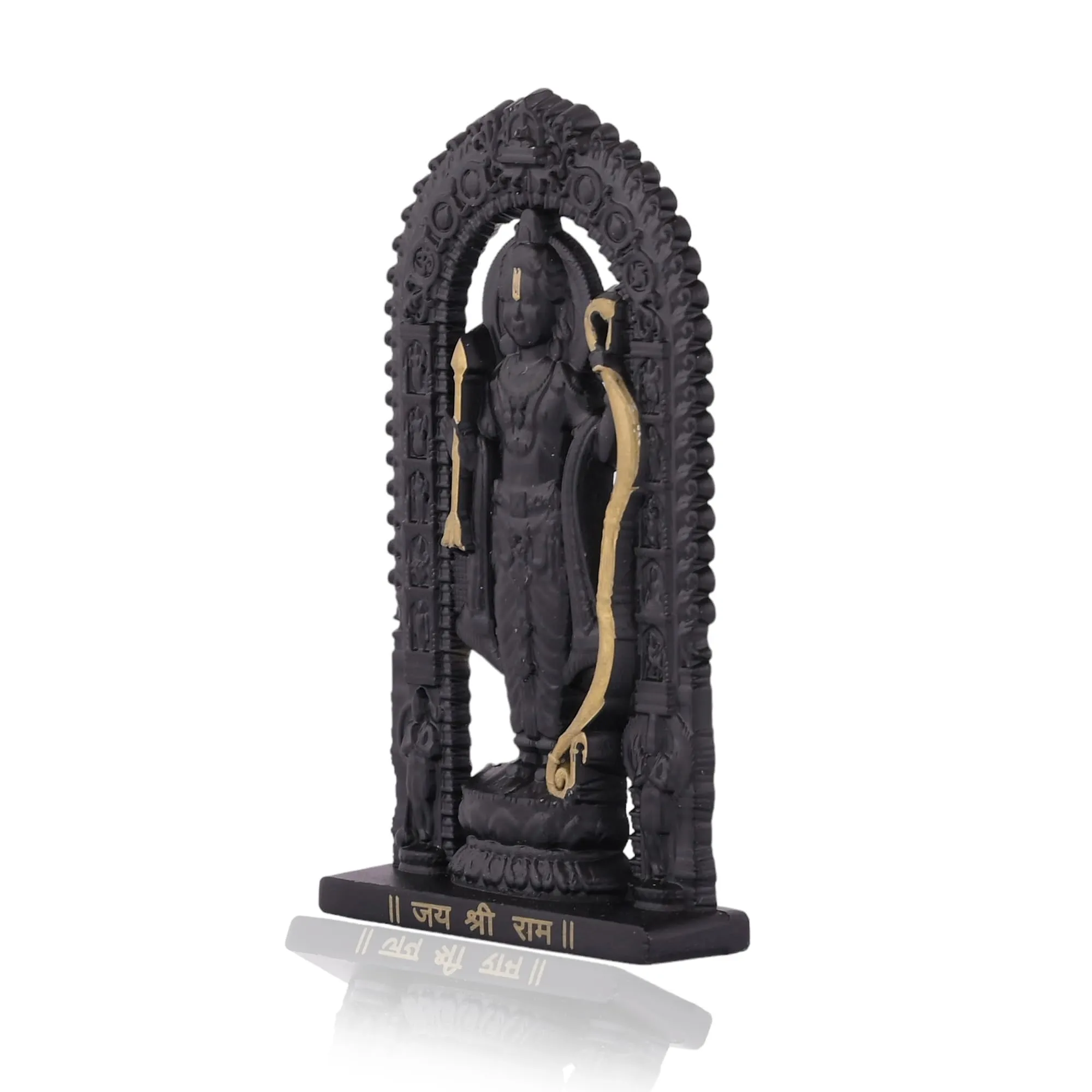 Craftam Metal Small Ram Lalla Idol Murti Ayodhya for Car Dashboard Home Decor,Home Temple Mandir Pooja, Gift, Car Dashboard (Black Height - 2.7 Inch)