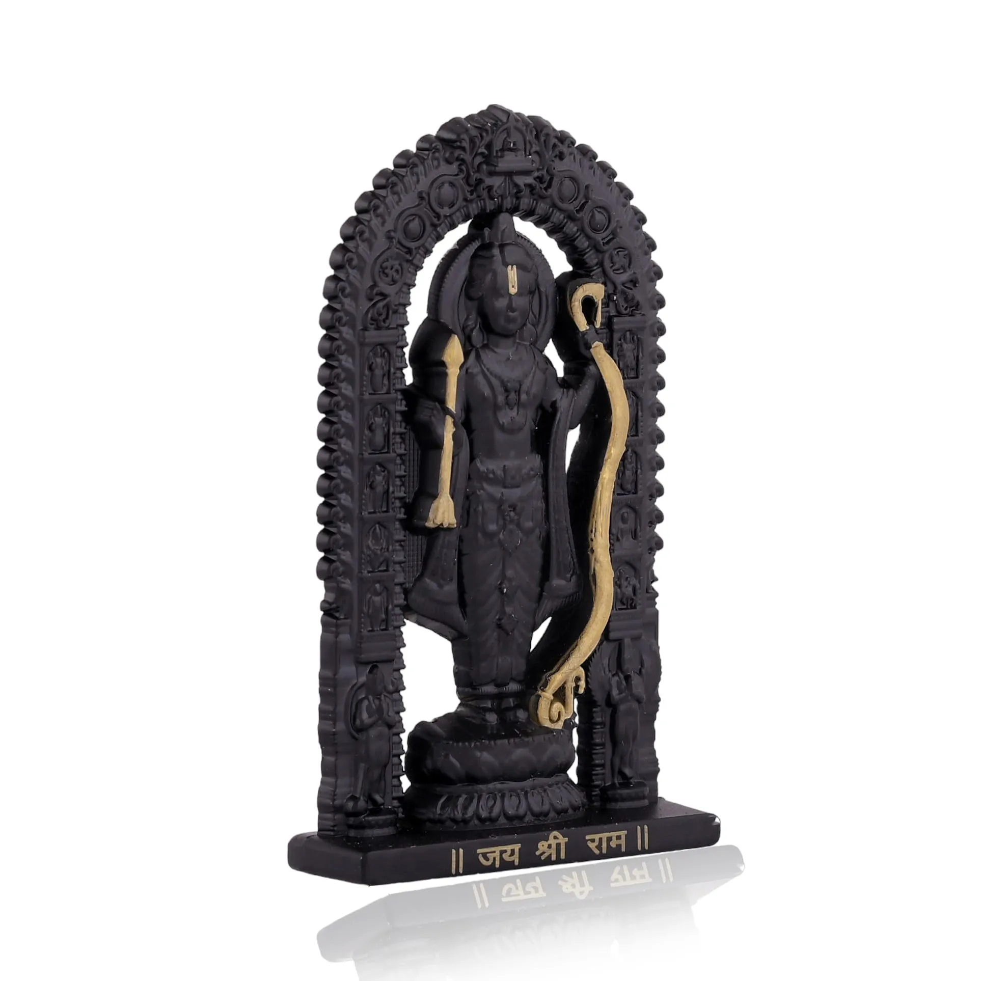 Craftam Metal Small Ram Lalla Idol Murti Ayodhya for Car Dashboard Home Decor,Home Temple Mandir Pooja, Gift, Car Dashboard (Black Height - 2.7 Inch)