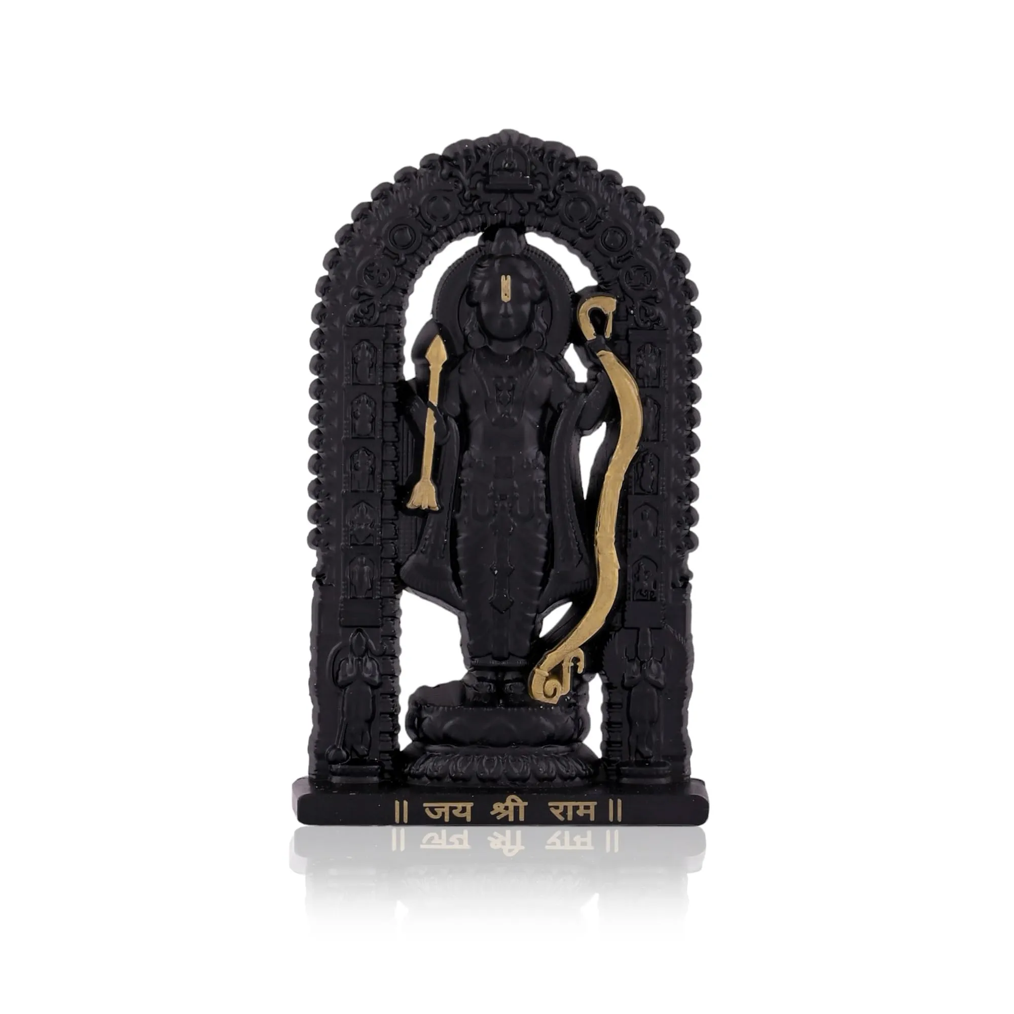 Craftam Metal Small Ram Lalla Idol Murti Ayodhya for Car Dashboard Home Decor,Home Temple Mandir Pooja, Gift, Car Dashboard (Black Height - 2.7 Inch)