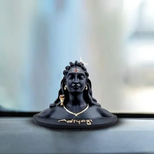 Craftminds Adiyogi Shiva Statue for Car Dash Board, Pooja & Gift | Resin Adiyogi Shiva Idol | Mahadev Murti | Lord Adiyogi Shankara Handcrafted Figurine for Home Decor, (3.5 inch)