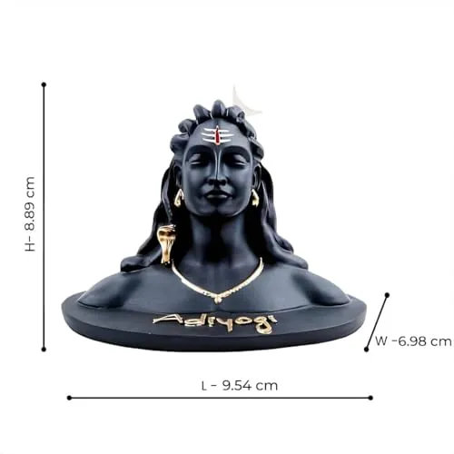Craftminds Adiyogi Shiva Statue for Car Dash Board, Pooja & Gift | Resin Adiyogi Shiva Idol | Mahadev Murti | Lord Adiyogi Shankara Handcrafted Figurine for Home Decor, (3.5 inch)