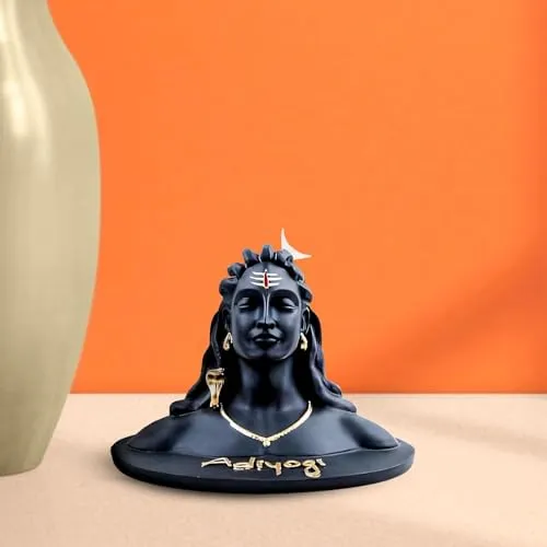 Craftminds Adiyogi Shiva Statue for Car Dash Board, Pooja & Gift | Resin Adiyogi Shiva Idol | Mahadev Murti | Lord Adiyogi Shankara Handcrafted Figurine for Home Decor, (3.5 inch)