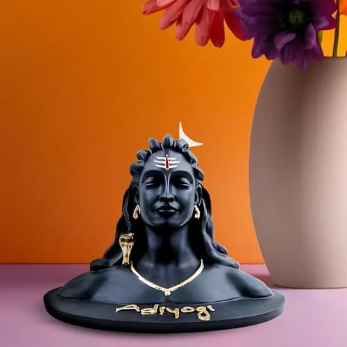 Craftminds Adiyogi Shiva Statue for Car Dash Board, Pooja & Gift | Resin Adiyogi Shiva Idol | Mahadev Murti | Lord Adiyogi Shankara Handcrafted Figurine for Home Decor, (3.5 inch)